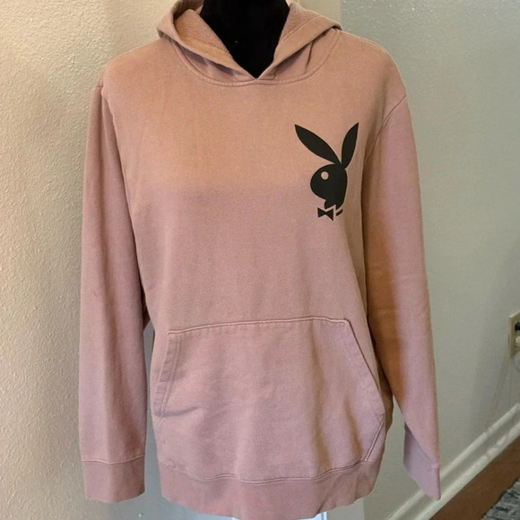 Playboy Pink Pullover Hoodie w/ Black Bunny Logo - Picture 1 of 6